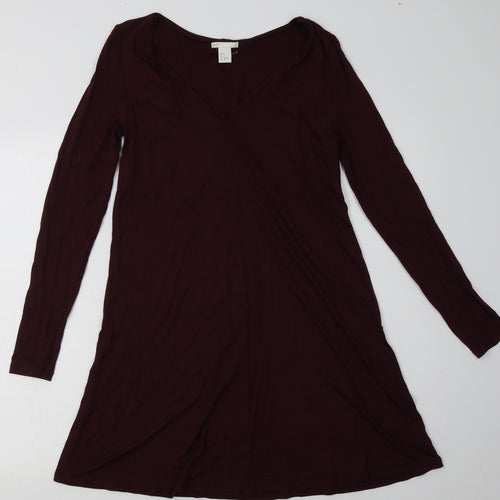 H&M Womens Red  Viscose A-Line  Size S  V-Neck Pullover