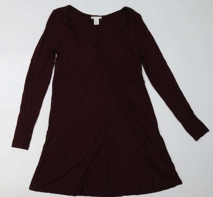 H&M Womens Red  Viscose A-Line  Size S  V-Neck Pullover