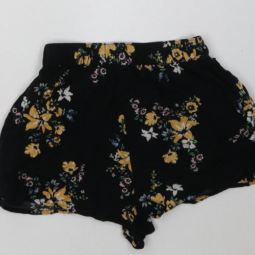 H&M Womens Black Floral Viscose Sweat Shorts Size 4 L3 in Regular