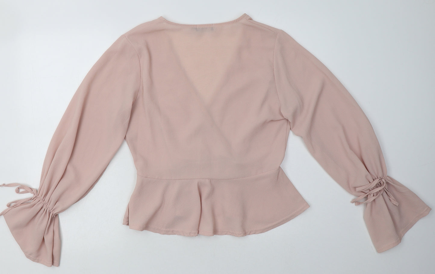PRETTYLITTLETHING Womens Pink  Polyester Basic Blouse Size 10 V-Neck