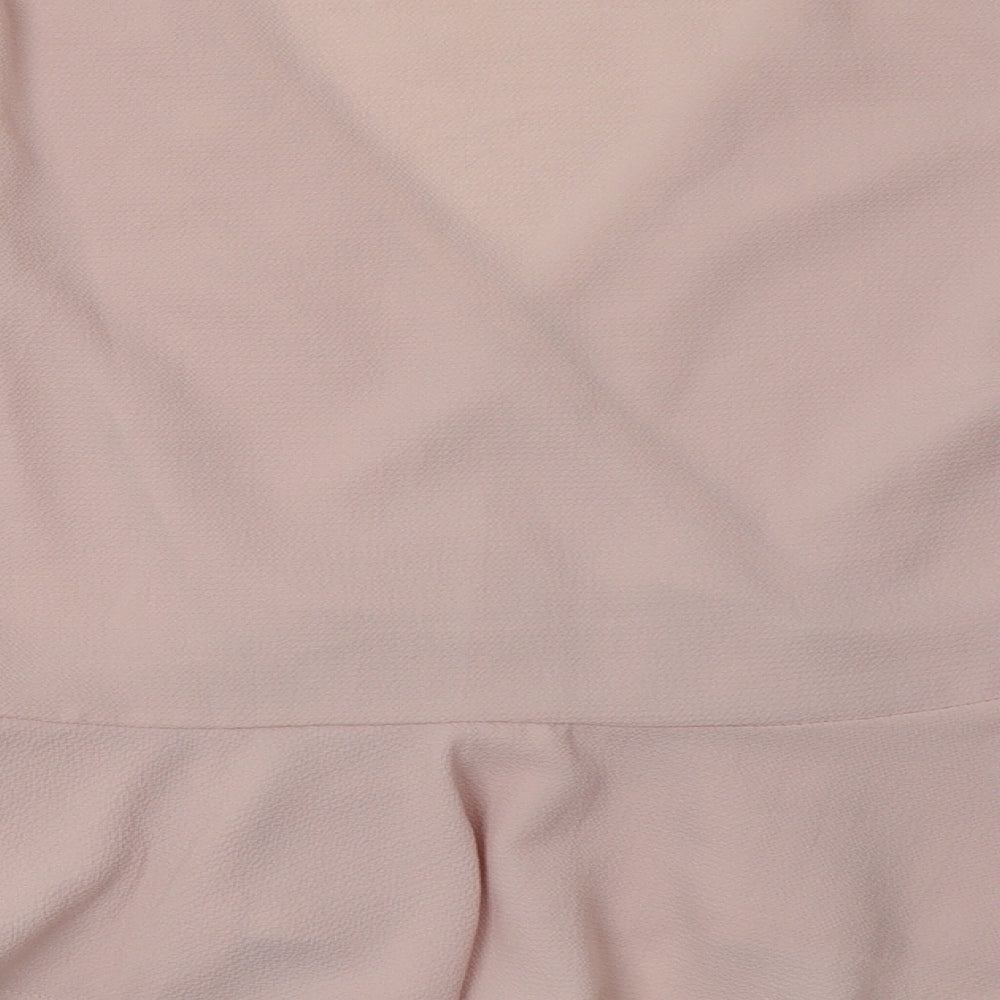 PRETTYLITTLETHING Womens Pink  Polyester Basic Blouse Size 10 V-Neck