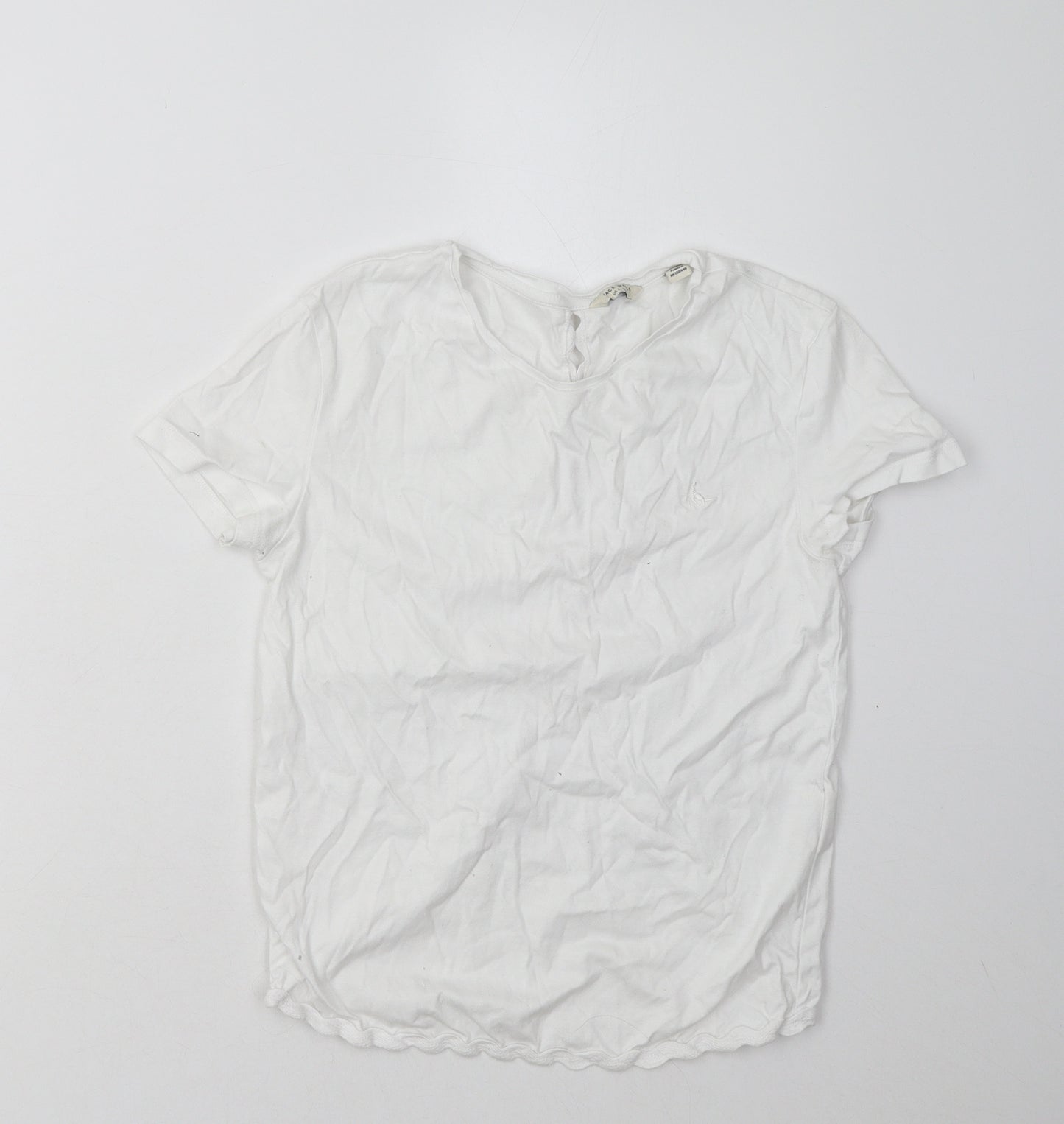 jakc wills Womens White  Cotton Basic T-Shirt Size 6 Crew Neck