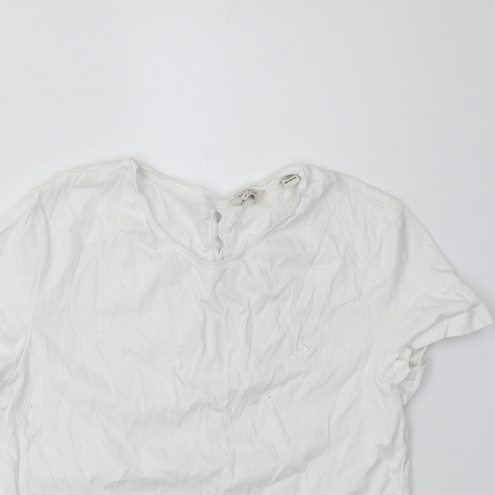 jakc wills Womens White  Cotton Basic T-Shirt Size 6 Crew Neck