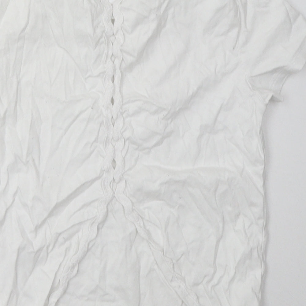 jakc wills Womens White  Cotton Basic T-Shirt Size 6 Crew Neck