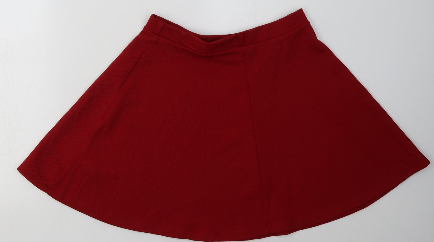 New Look Womens Red  Polyester A-Line Skirt Size 12