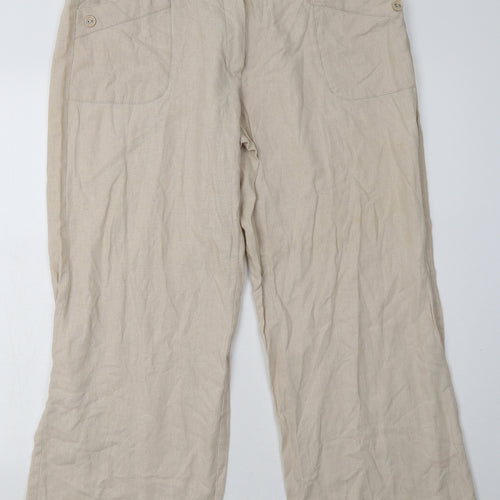 mimosa Womens Beige  Viscose Trousers  Size 16 L28 in Regular Hook & Eye