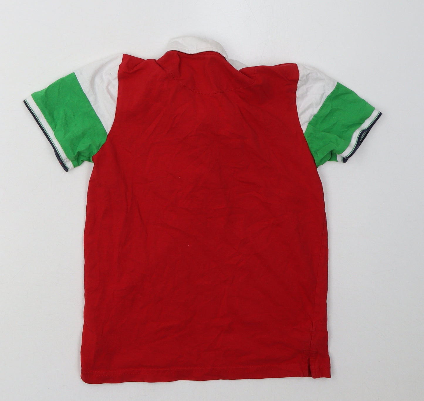 George Boys Red Striped Cotton Basic Polo Size 8-9 Years Collared Button - wales