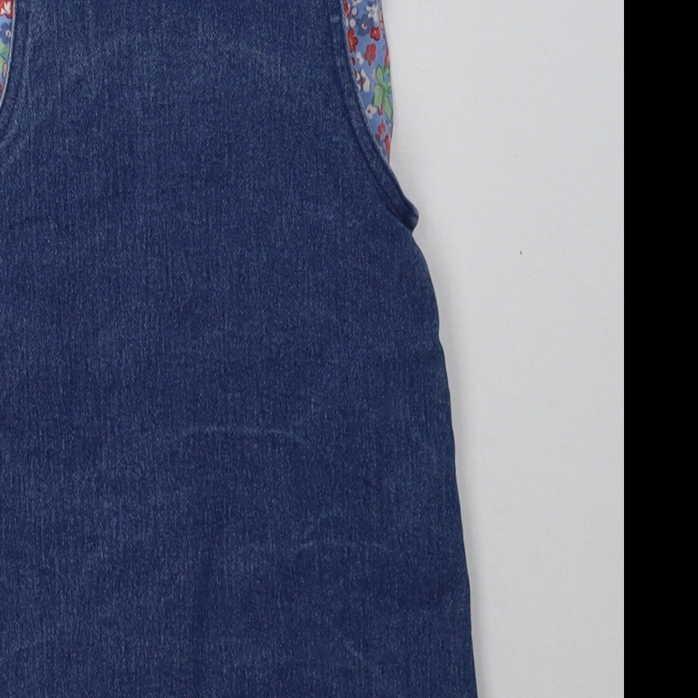 Primark Girls Blue Floral Cotton A-Line  Size 24 Months  Crew Neck Buckle