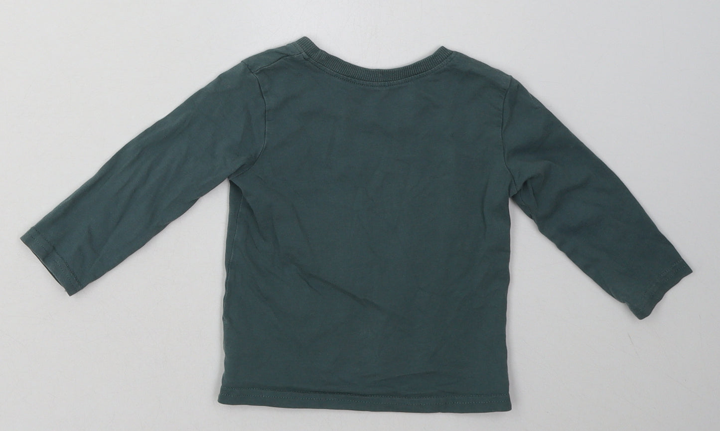 George Boys Green  Cotton Basic Casual Size 9-12 Months Crew Neck Pullover - coolest little bro ever