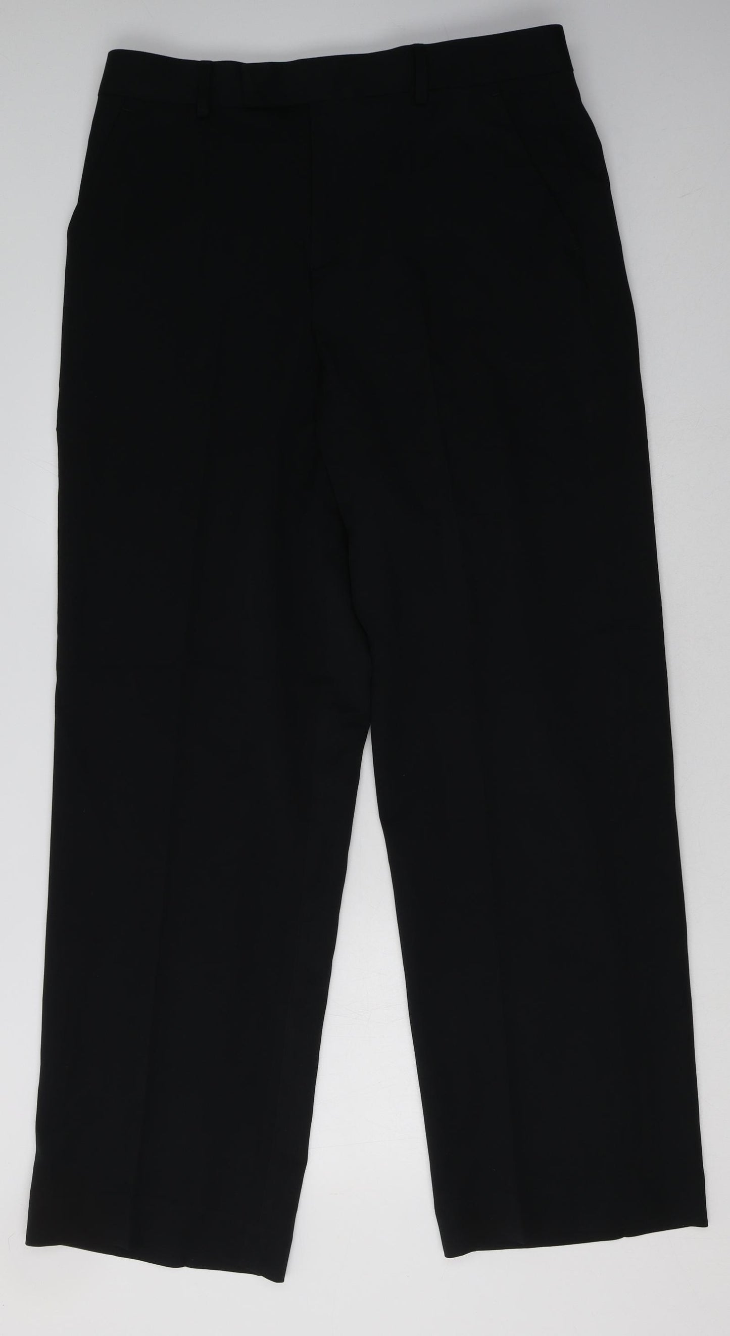 ASOS Mens Black  Polyester Capri Trousers Size 34 L32 in Regular Hook & Eye