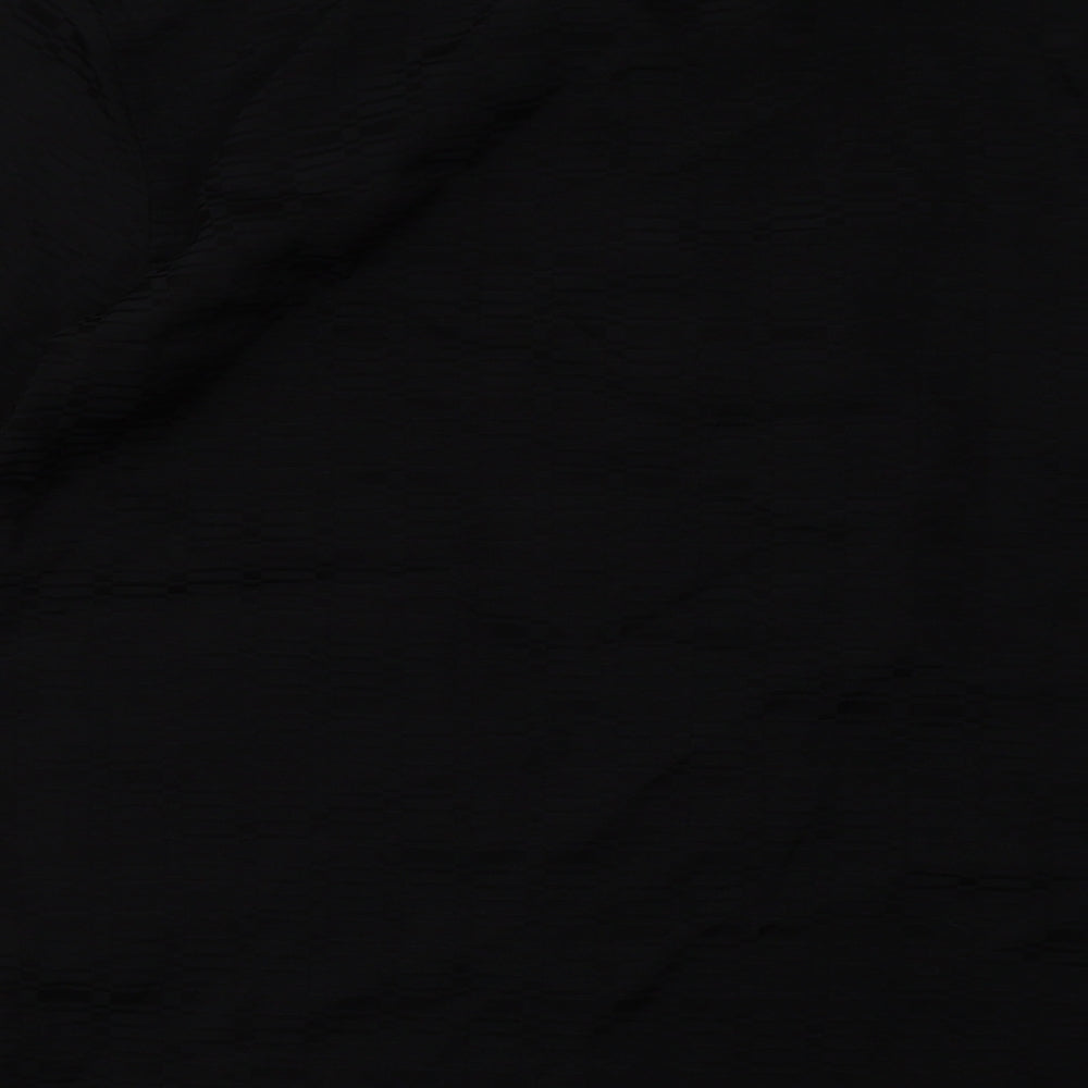 Zara Mens Black Geometric Polyester  Button-Up Size L V-Neck Button