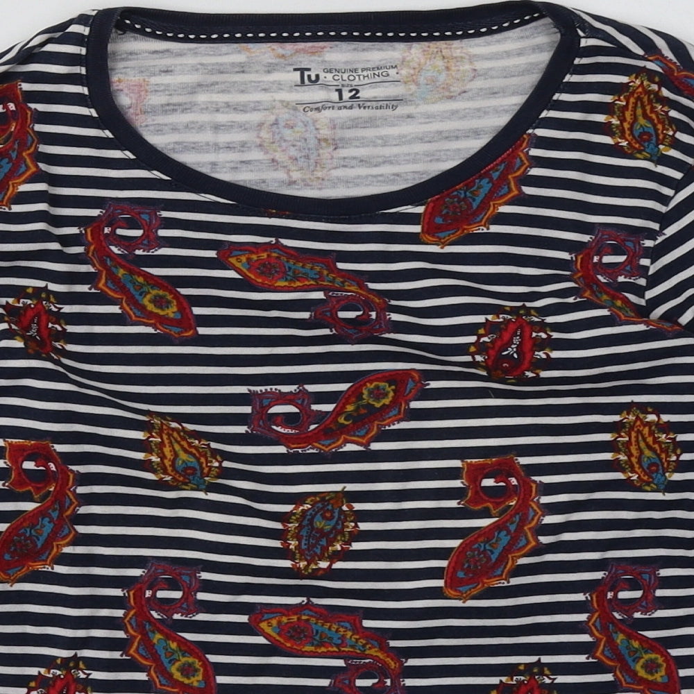 sainsburys Womens Blue Striped Cotton Pullover Sweatshirt Size 10  Pullover