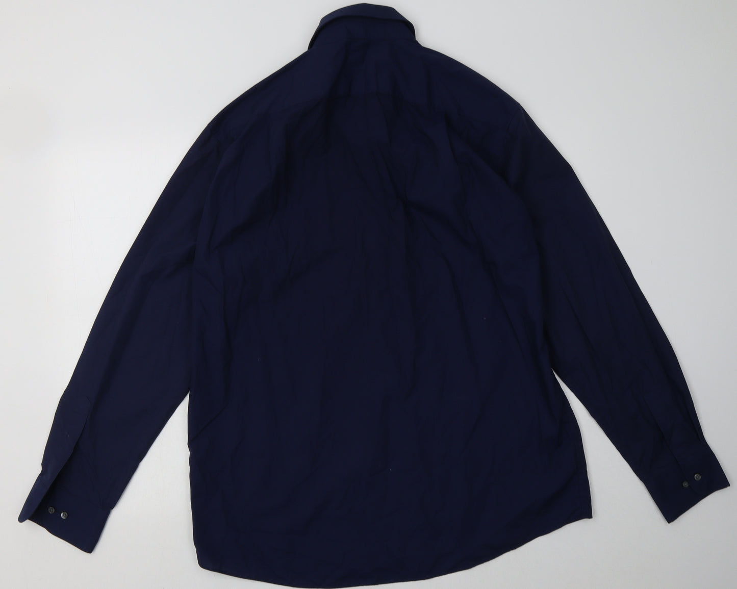 Marks and Spencer Mens Blue  Polyester  Button-Up Size 16.5 Collared Button