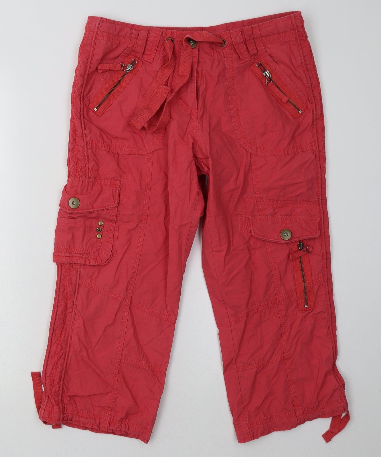 George Womens Pink  Cotton Cropped Trousers Size 10 L22 in Regular Button