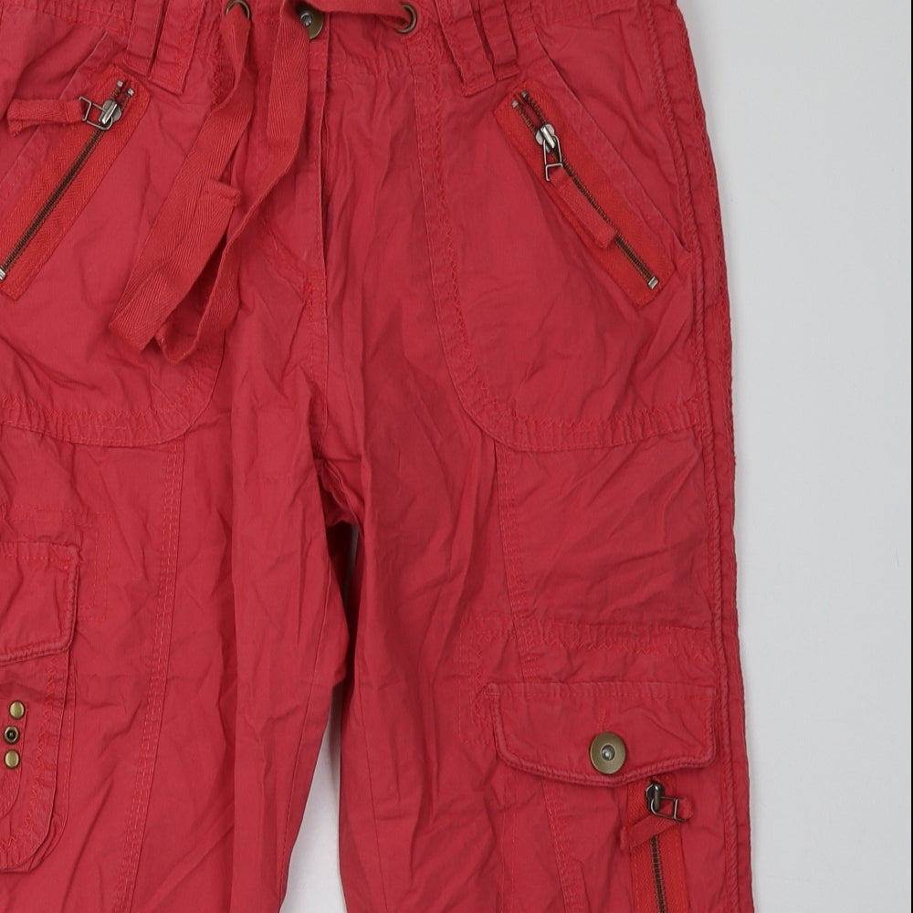 George Womens Pink  Cotton Cropped Trousers Size 10 L22 in Regular Button