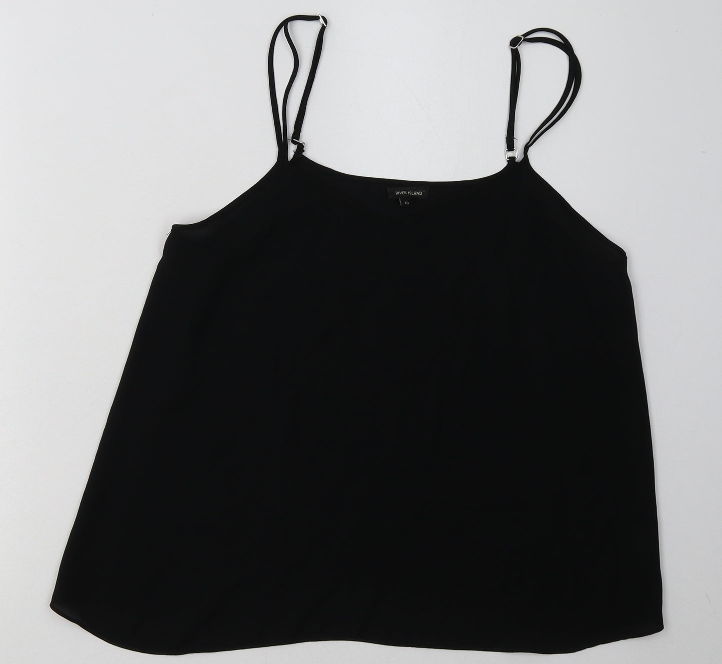 River Island Womens Black  Polyester Basic Tank Size 10 V-Neck