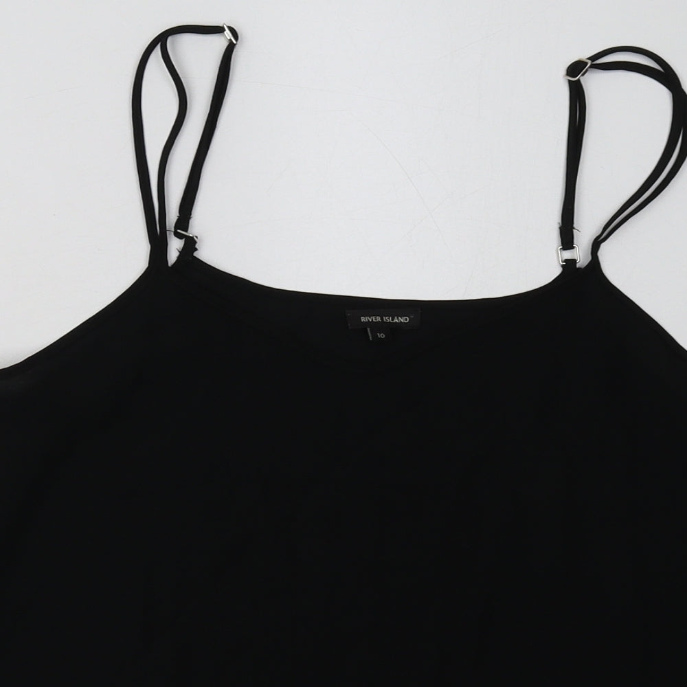 River Island Womens Black  Polyester Basic Tank Size 10 V-Neck