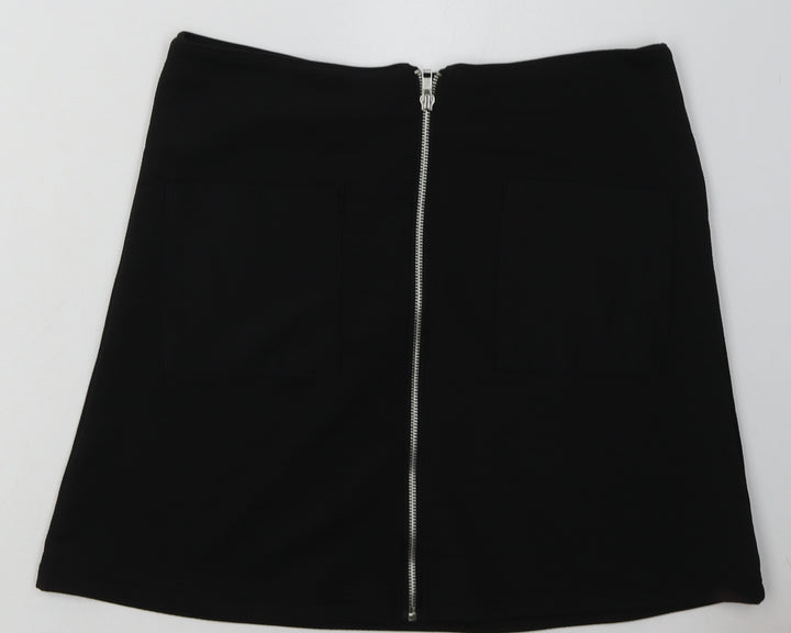 originals Womens Black Polyester A-Line Skirt Size 10 Zip