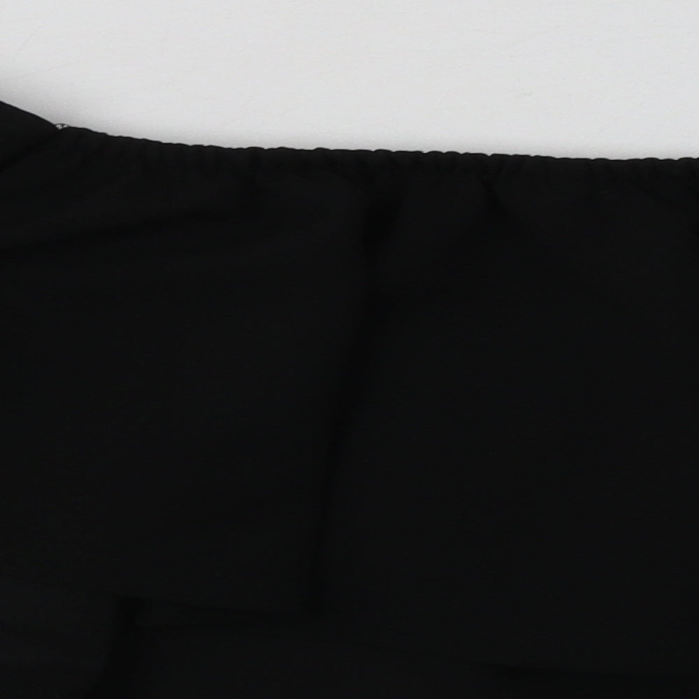 PRETTYLITTLETHING Womens Black  Polyester Cropped Blouse Size 14 Off the Shoulder