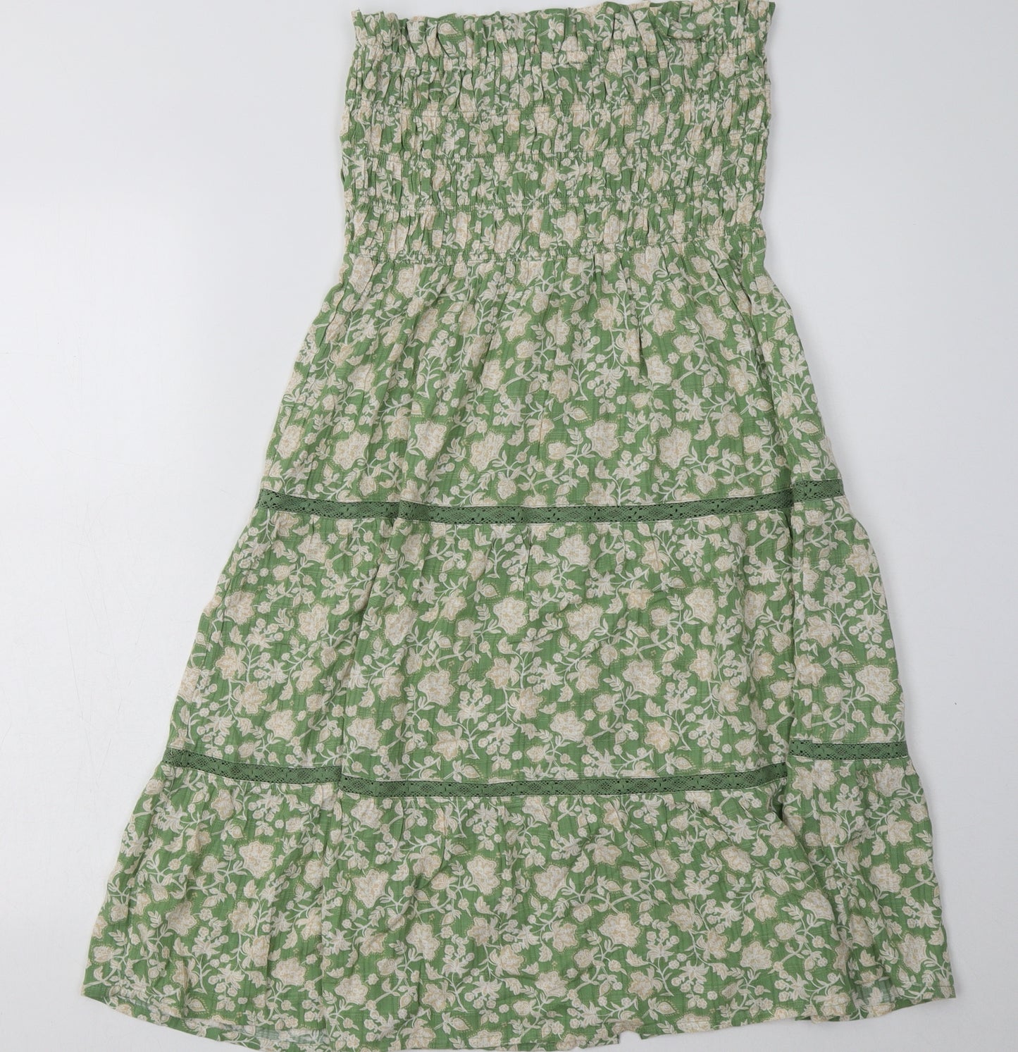 NEXT Womens Green Floral Viscose A-Line  Size 10  Off the Shoulder Pullover