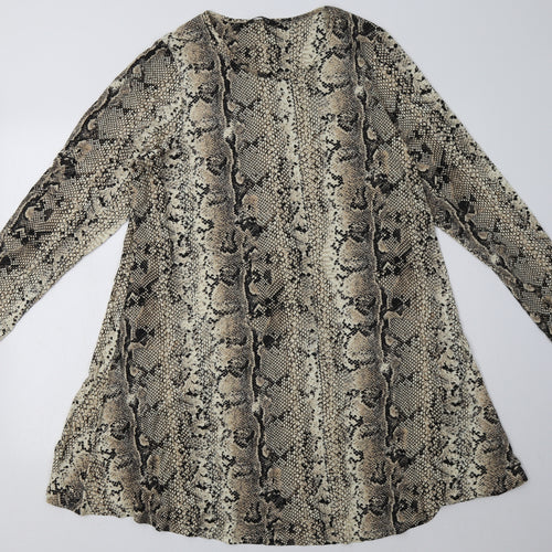 Evans Womens Brown Animal Print Viscose A-Line  Size 20  Crew Neck Pullover