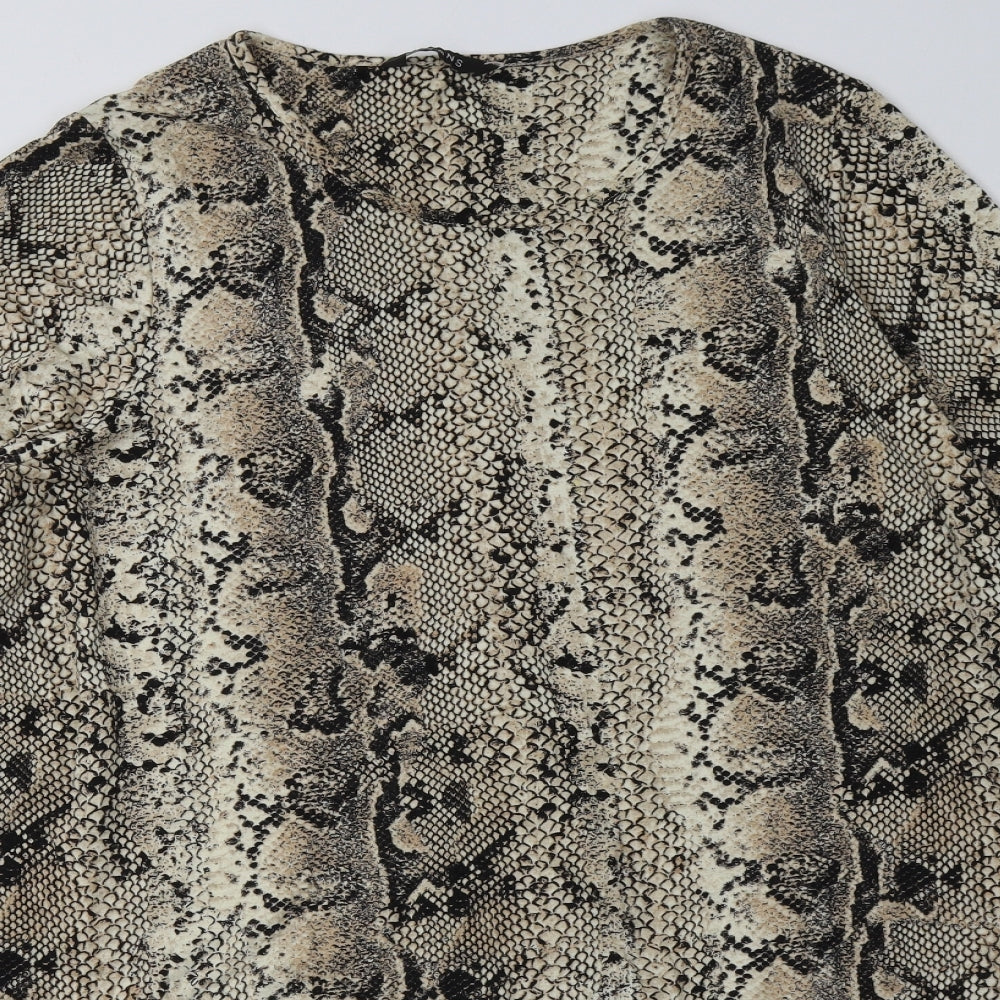 Evans Womens Brown Animal Print Viscose A-Line  Size 20  Crew Neck Pullover