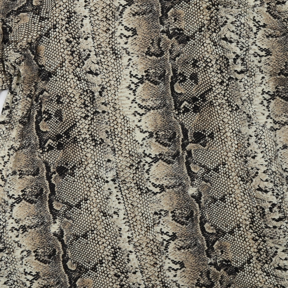 Evans Womens Brown Animal Print Viscose A-Line  Size 20  Crew Neck Pullover