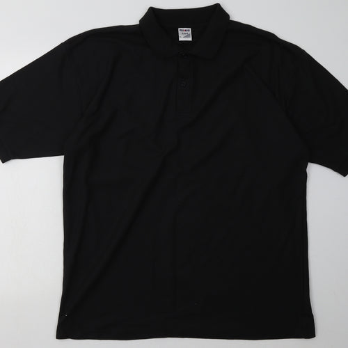 JERZEES Mens Black  Polyester  Polo Size XL Collared Button