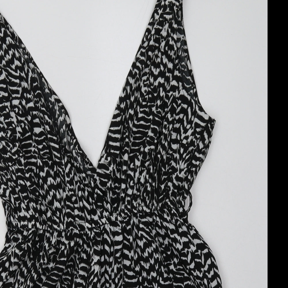 New Look Womens Black Geometric Polyester Playsuit One-Piece Size S  Pullover