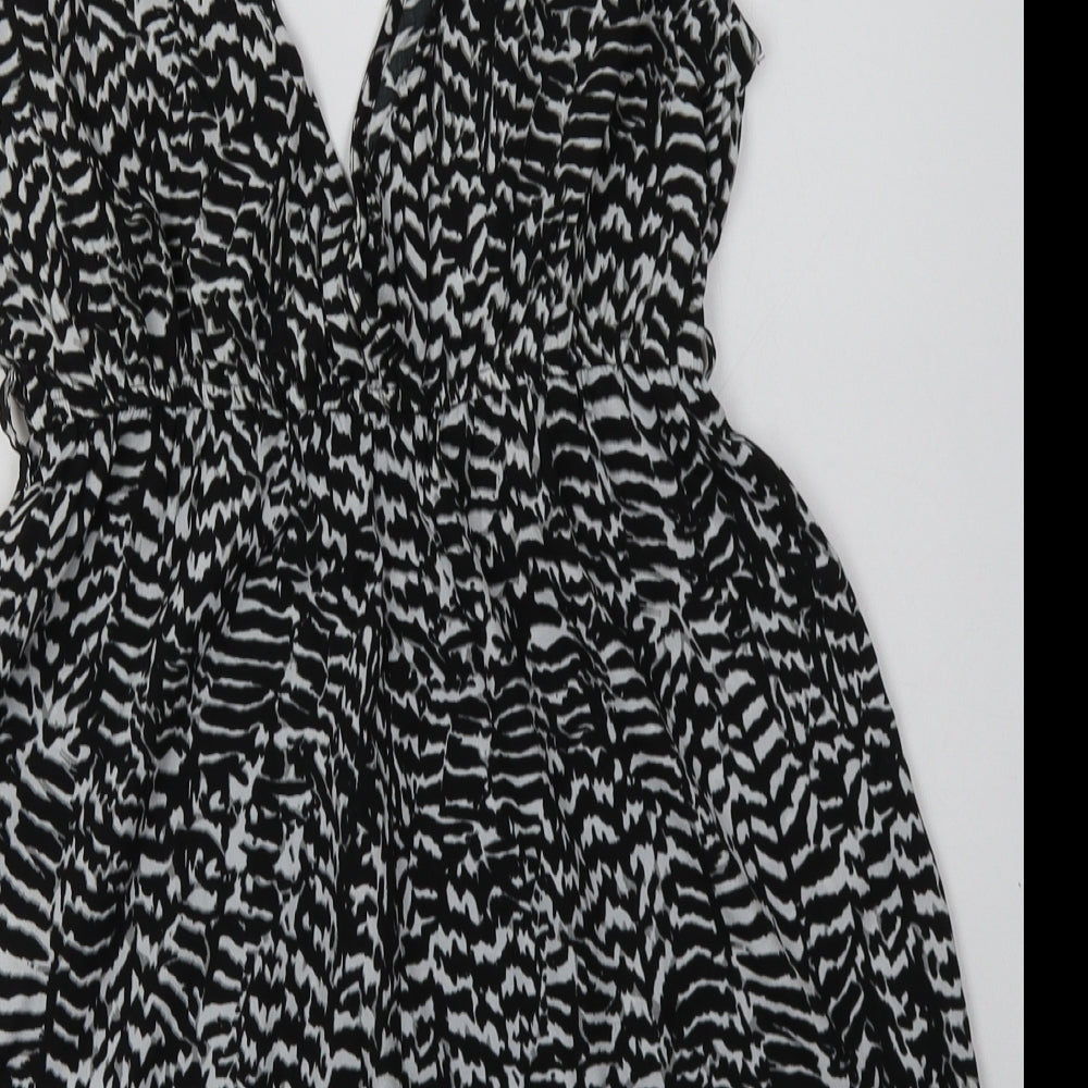 New Look Womens Black Geometric Polyester Playsuit One-Piece Size S  Pullover