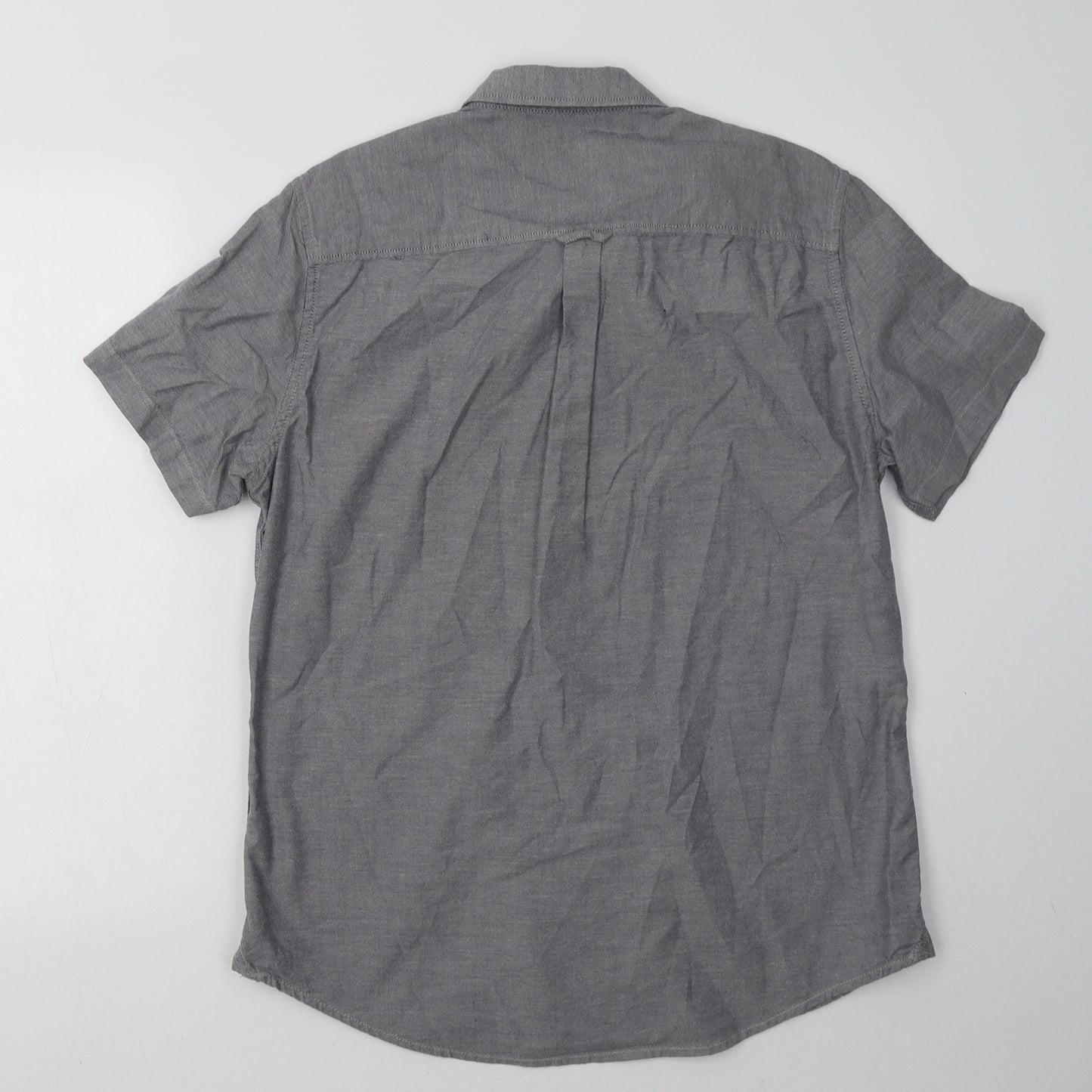 Burton Mens Grey  Cotton  Button-Up Size M Collared Button