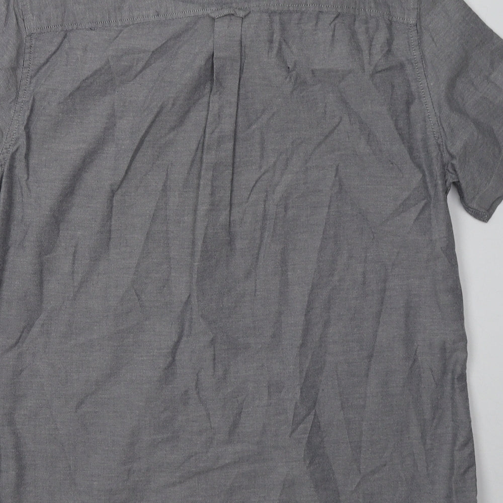 Burton Mens Grey  Cotton  Button-Up Size M Collared Button