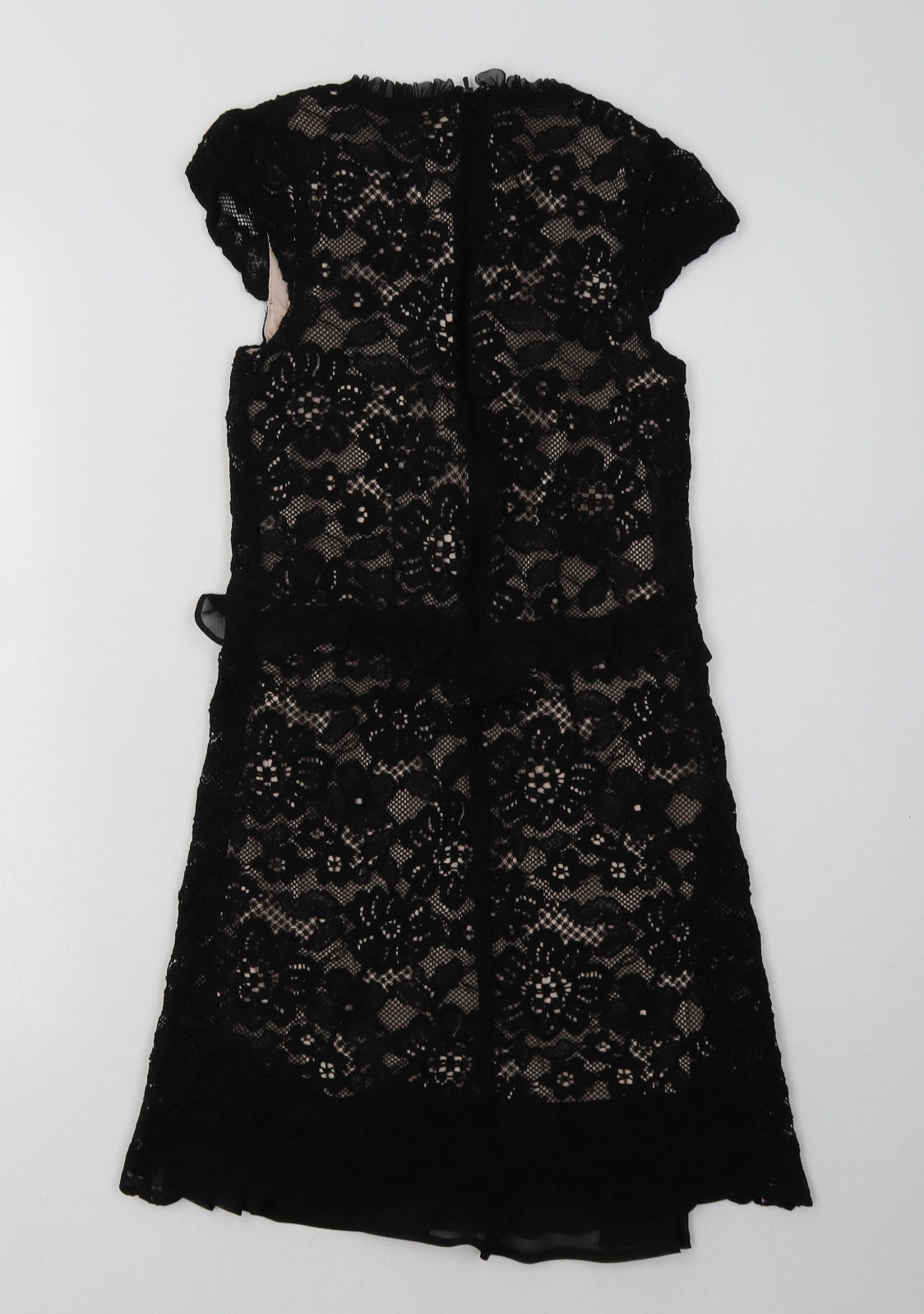 NEXT Girls Black  Nylon A-Line  Size 11 Years  Crew Neck Zip - Lace Overlay