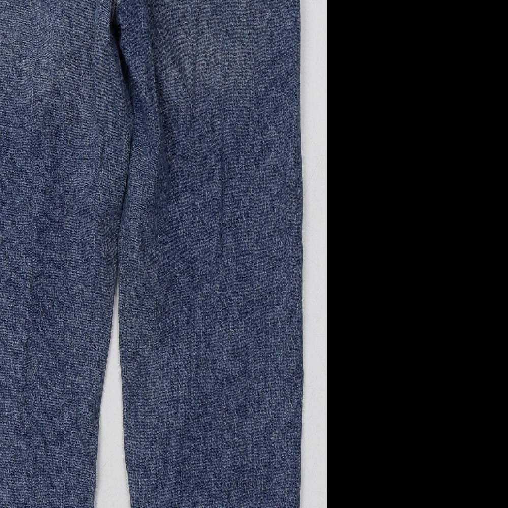 New Look Womens Blue  Cotton Mom Jeans Size 10 L30 in Regular Button - one rip knee