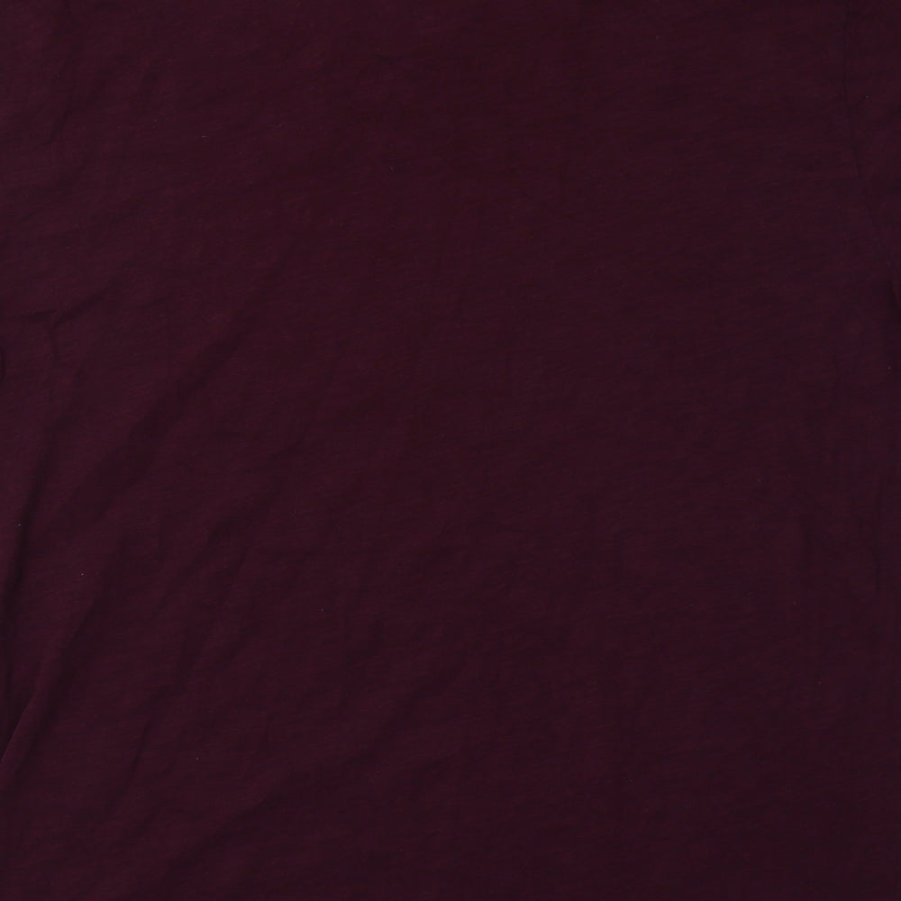 Saks Fifth Avenue Mens Purple  Cotton  T-Shirt Size L V-Neck