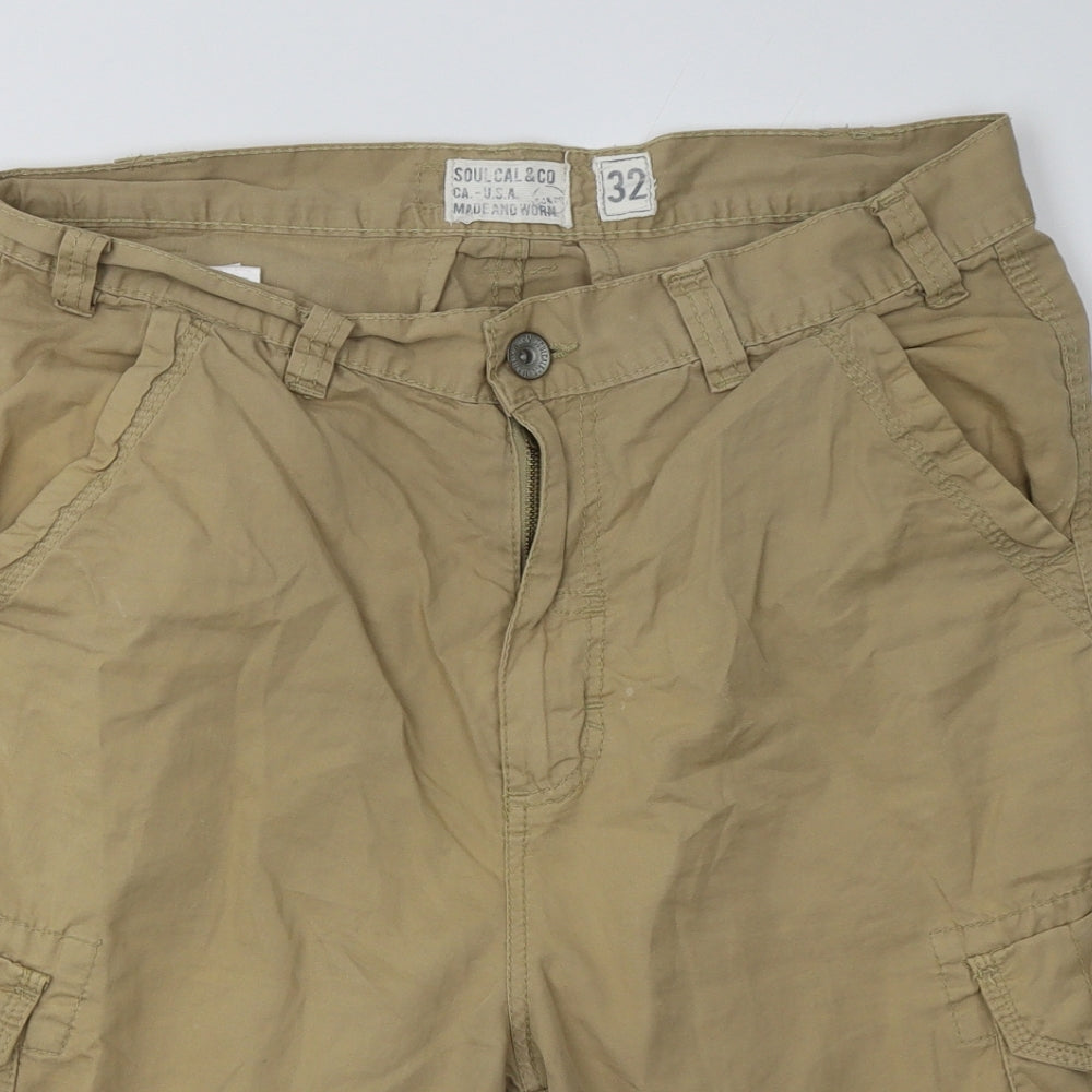 SoulCal&Co Mens Beige  Cotton Cargo Shorts Size 32 L14 in Regular Button