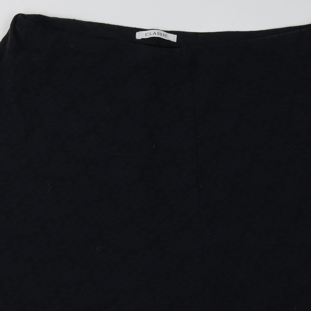 Marks and Spencer Womens Blue Geometric Polyester A-Line Skirt Size 14