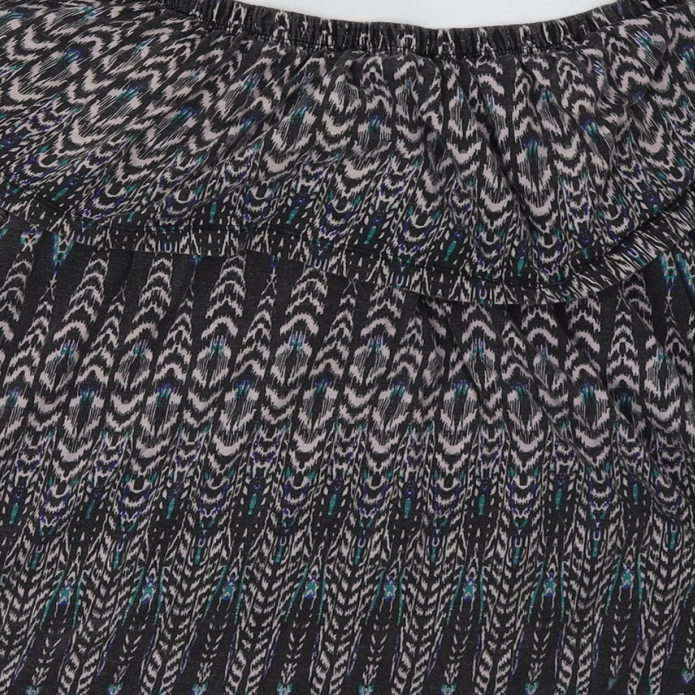 Yours Womens Grey Geometric Cotton Basic T-Shirt Size 22 Off the Shoulder