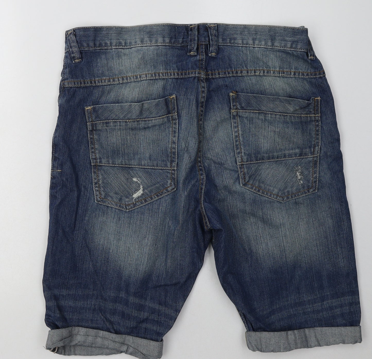 NEXT Mens Blue  Cotton Bermuda Shorts Size 34 L14 in Regular Button