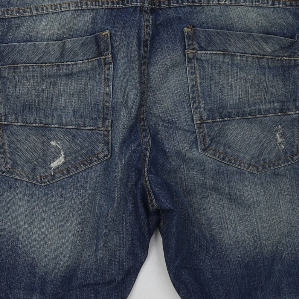 NEXT Mens Blue  Cotton Bermuda Shorts Size 34 L14 in Regular Button