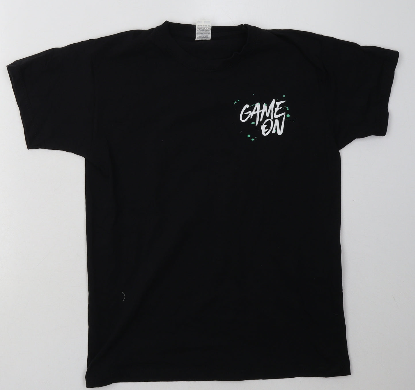 Fruit of the Loom Boys Black  Cotton Basic T-Shirt Size 12-13 Years Crew Neck Pullover - player 1