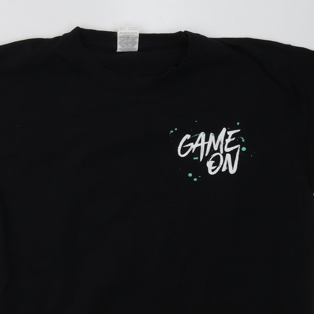 Fruit of the Loom Boys Black  Cotton Basic T-Shirt Size 12-13 Years Crew Neck Pullover - player 1