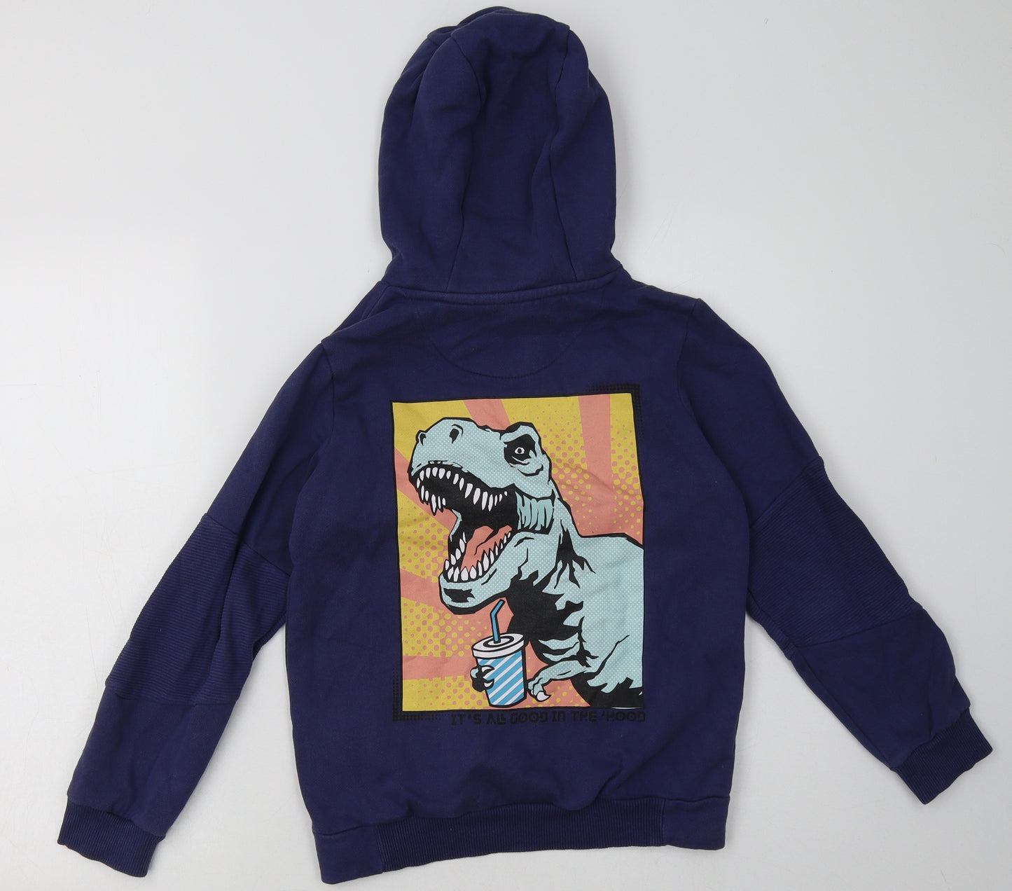 Nutmeg Boys Blue  Cotton Pullover Hoodie Size 9-10 Years  Pullover - Dinosaurs