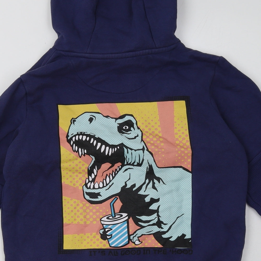 Nutmeg Boys Blue  Cotton Pullover Hoodie Size 9-10 Years  Pullover - Dinosaurs