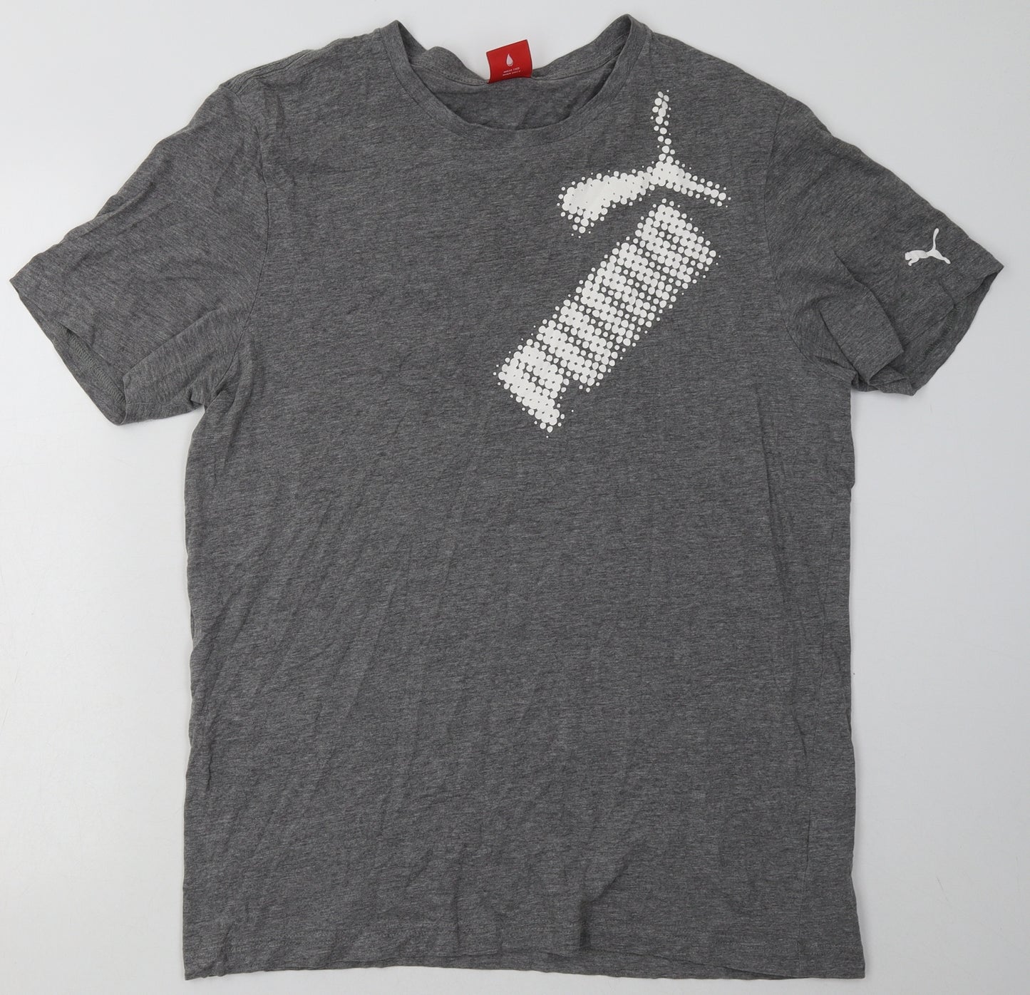 PUMA Mens Grey  Cotton  T-Shirt Size L Crew Neck
