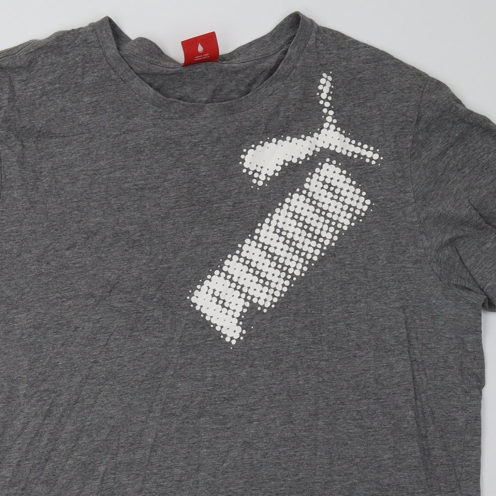 PUMA Mens Grey  Cotton  T-Shirt Size L Crew Neck