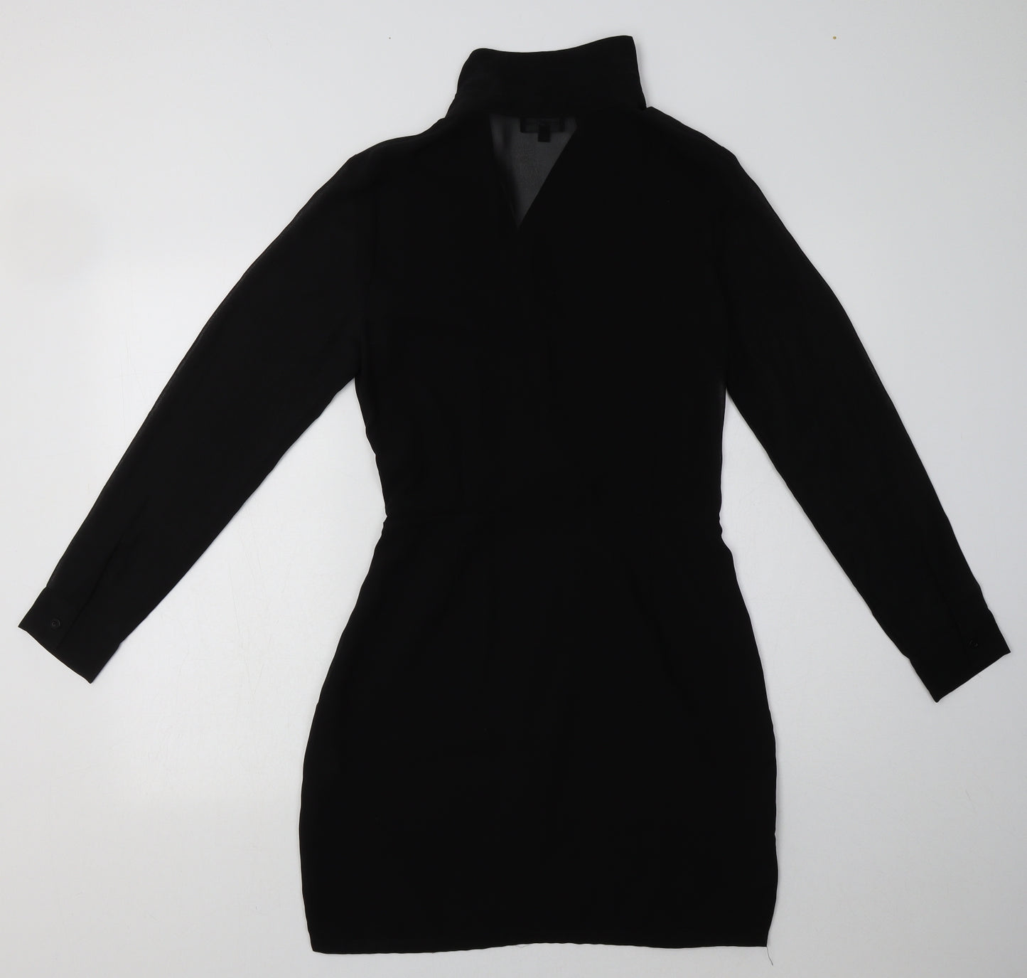PRETTYLITTLETHING Womens Black  Polyester A-Line  Size 10  Collared Pullover