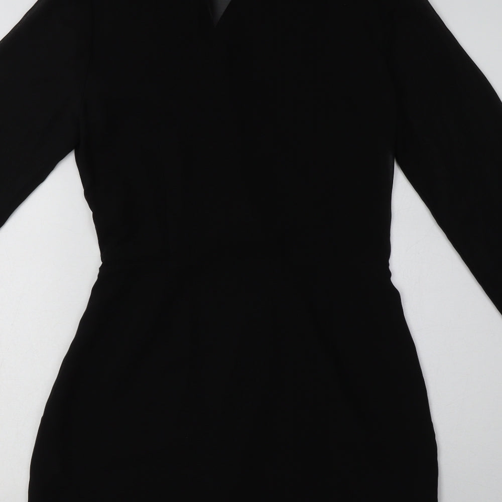 PRETTYLITTLETHING Womens Black  Polyester A-Line  Size 10  Collared Pullover