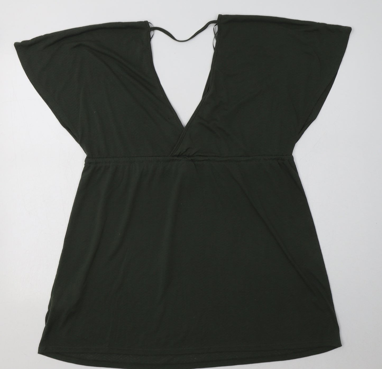 Primark Womens Green  Polyester Basic T-Shirt Size M V-Neck