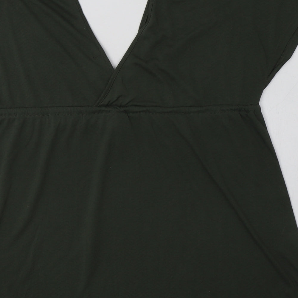 Primark Womens Green  Polyester Basic T-Shirt Size M V-Neck